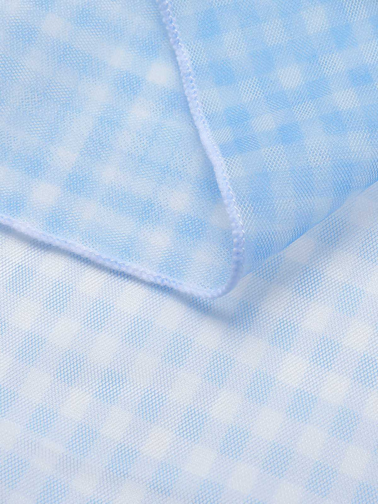 2PCS Blau 1950er Plaids Badeanzug & Masche Cover-Up