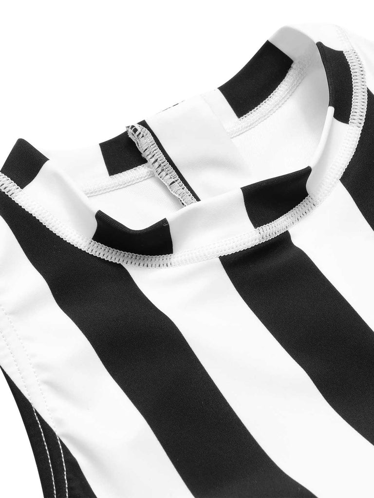 1950er Kontraststreifen Triangle Einteiliger Badeanzug