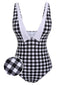 Schwarz & Weiß 1950er Plaid Einteiliger Badeanzug