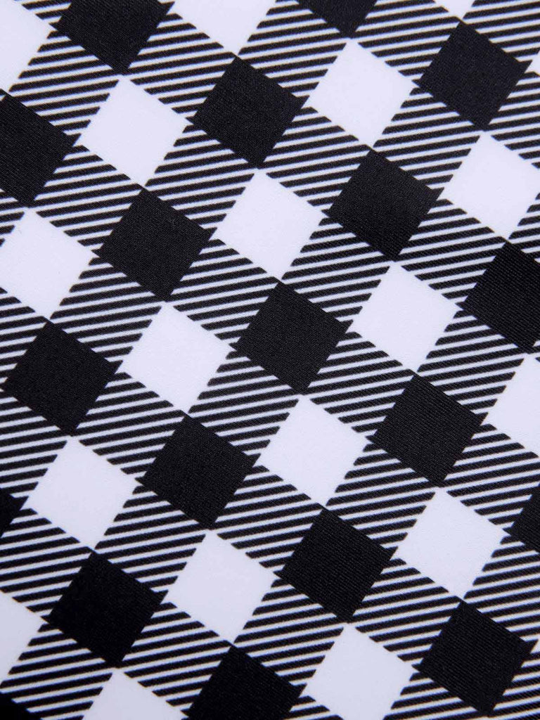 Schwarz & Weiß 1950er Plaid Einteiliger Badeanzug