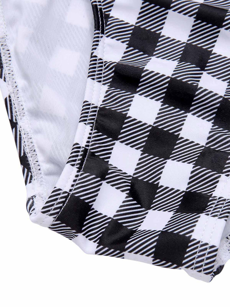 Schwarz & Weiß 1950er Plaid Einteiliger Badeanzug