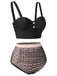 Schwarz 1960er Polka Dots Masche Badeanzug