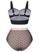 Schwarz 1960er Polka Dots Masche Badeanzug