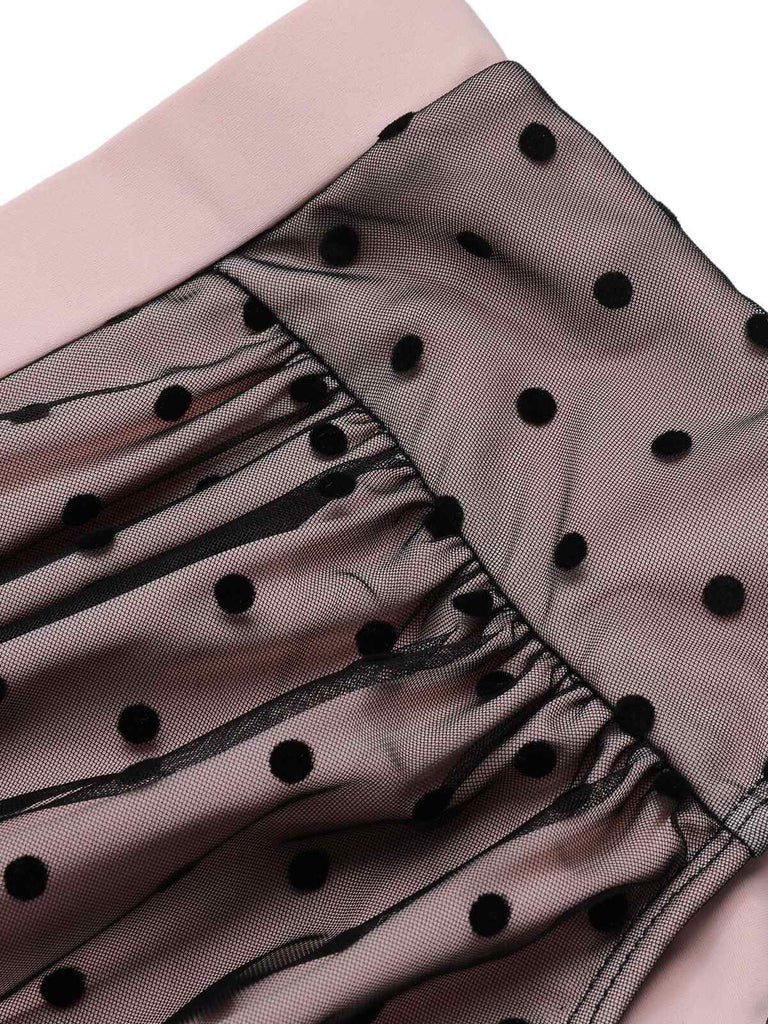 Schwarz 1960er Polka Dots Masche Badeanzug