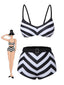 Schwarz 1950er Gestreiftes Spaghetti Träger Badeanzug