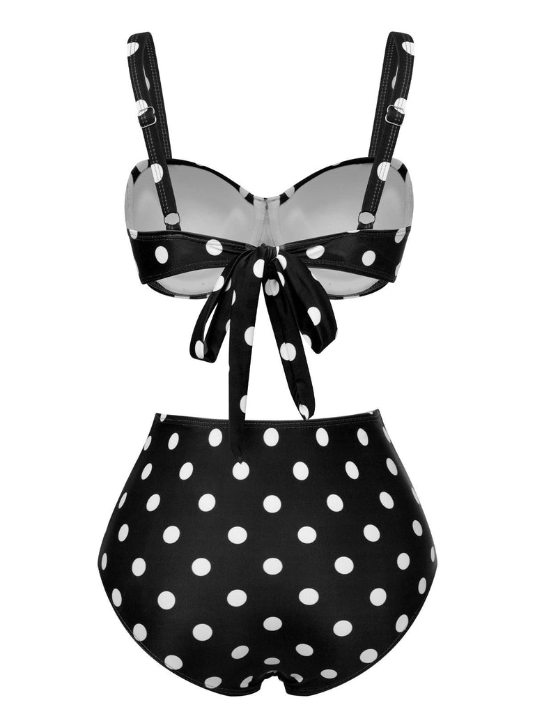 Vintage 1950er Polka Dots Gurt Badeanzug
