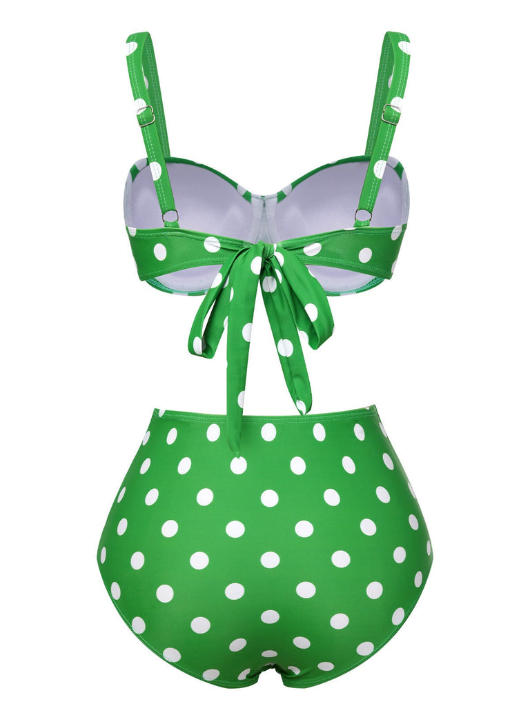Vintage 1950er Polka Dots Gurt Badeanzug