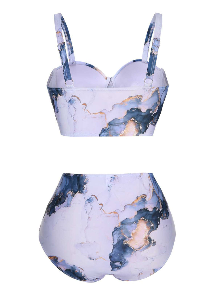 1960er Blumen Spaghetti Träger Badeanzug