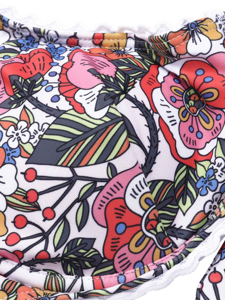 1940er Hippie Blumen Breit Gurt Badeanzug