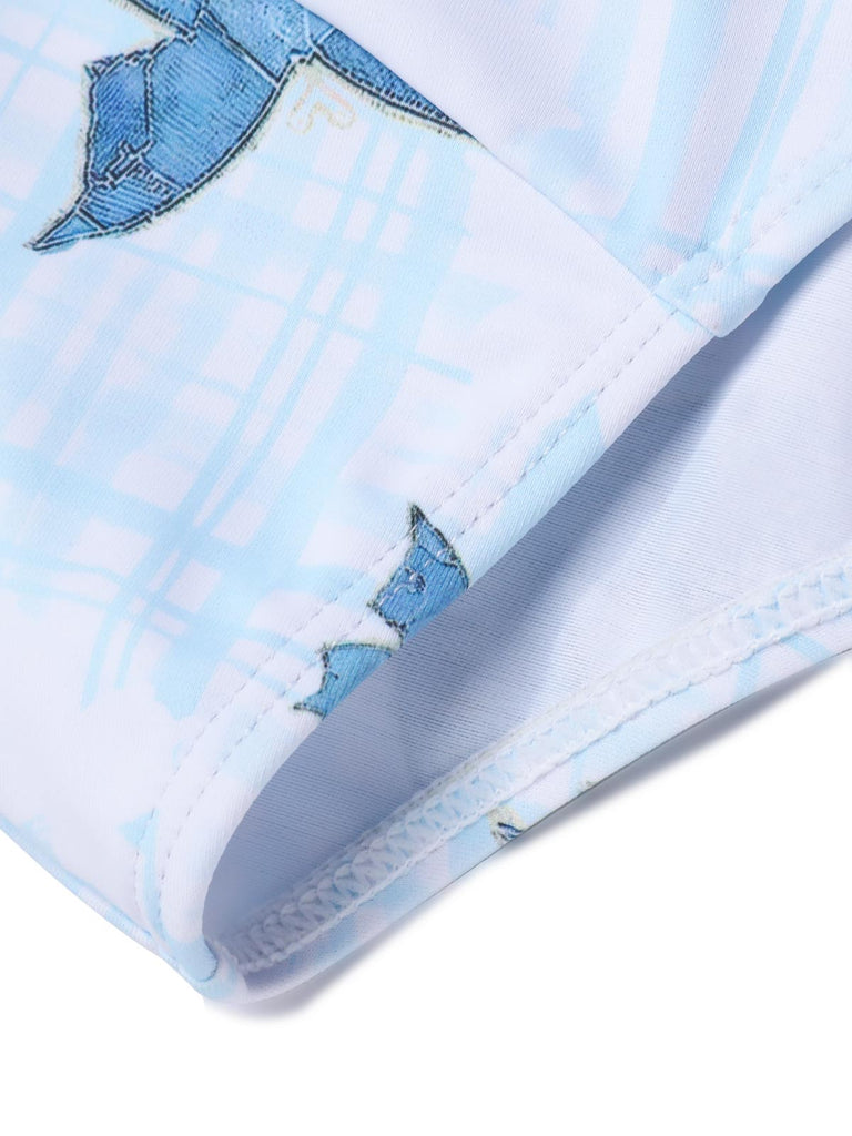 Multicolor 1970er Schmetterling Bogen Gurt Badeanzug