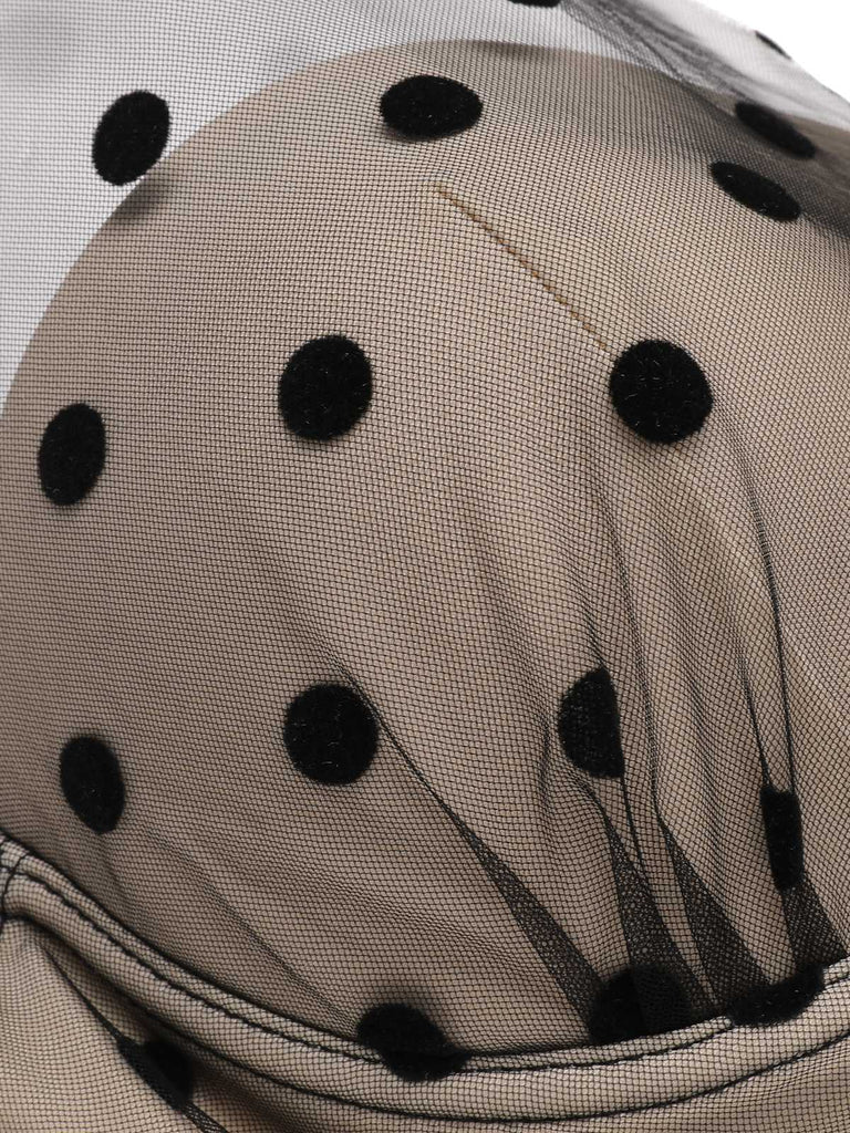 Schwarz 1950er Halter Polka Dots Masche Badeanzug