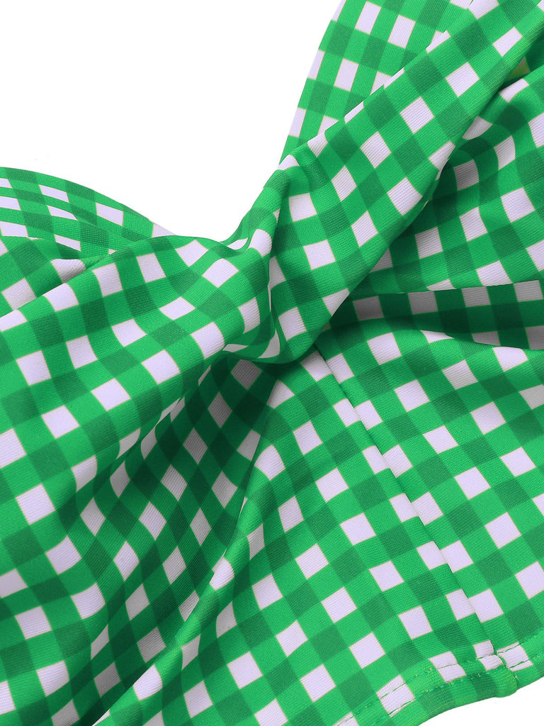 1950er Gingham Plaid Schlinge Badeanzug