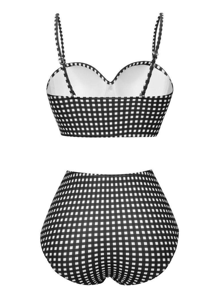1950er Gingham Plaid Schlinge Badeanzug