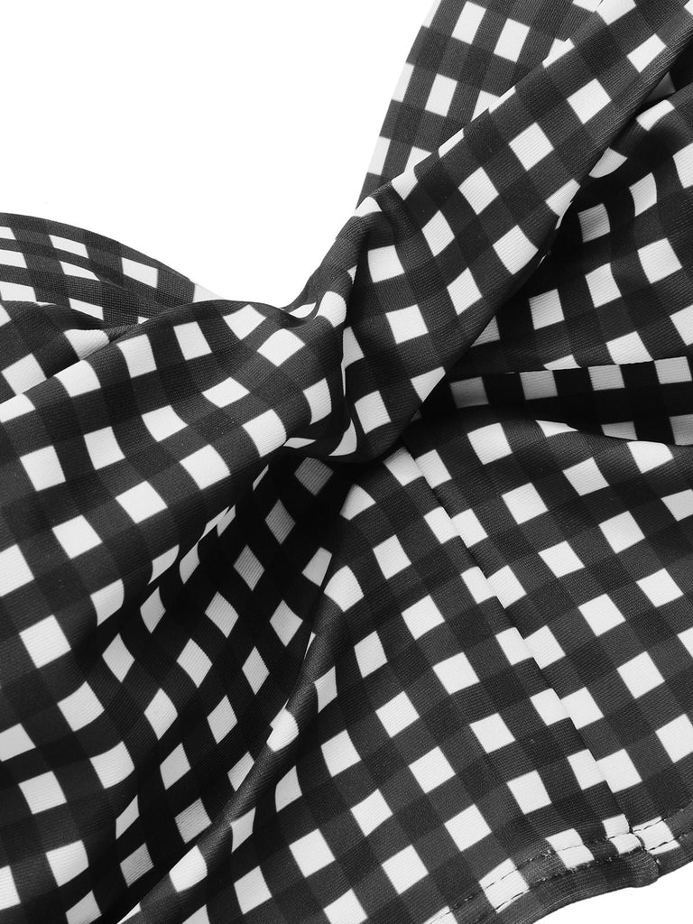1950er Gingham Plaid Schlinge Badeanzug