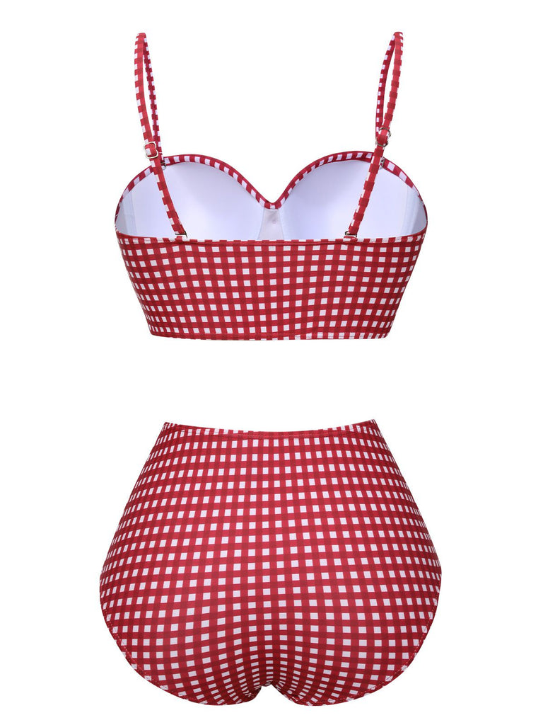 1950er Gingham Plaid Schlinge Badeanzug