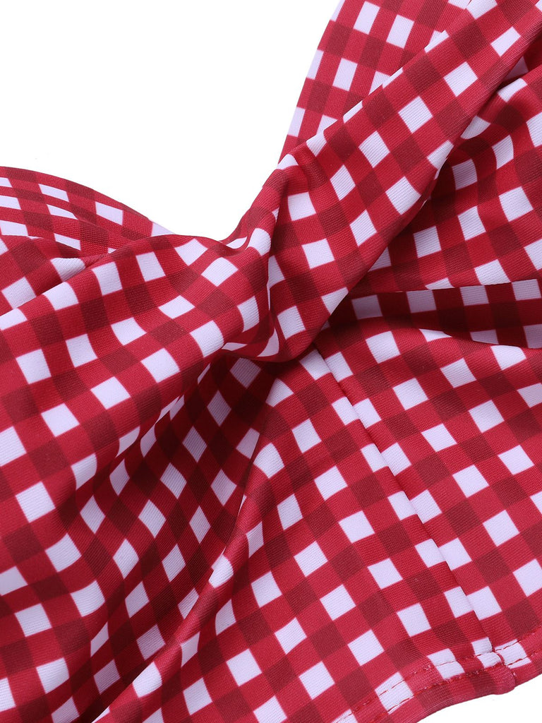 1950er Gingham Plaid Schlinge Badeanzug