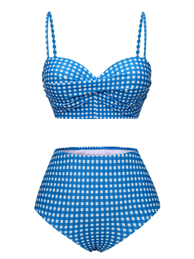 1950er Gingham Plaid Schlinge Badeanzug