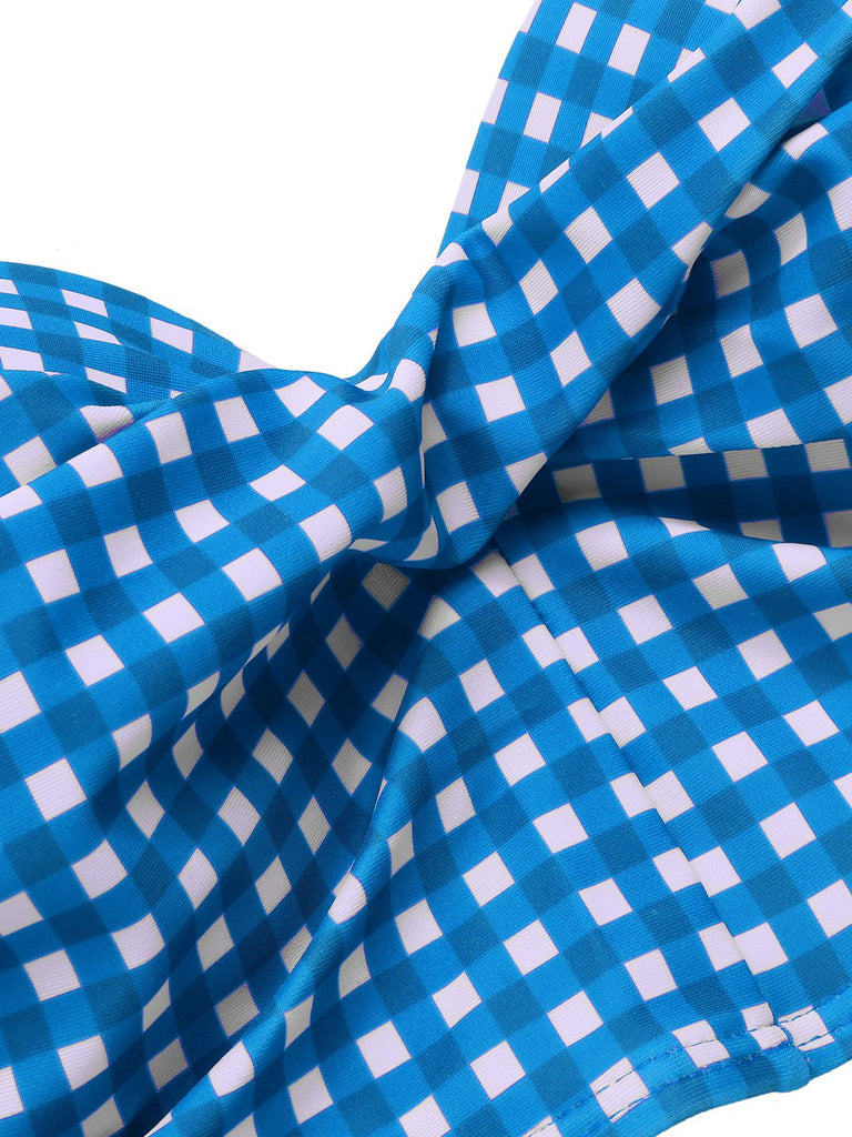 1950er Gingham Plaid Schlinge Badeanzug