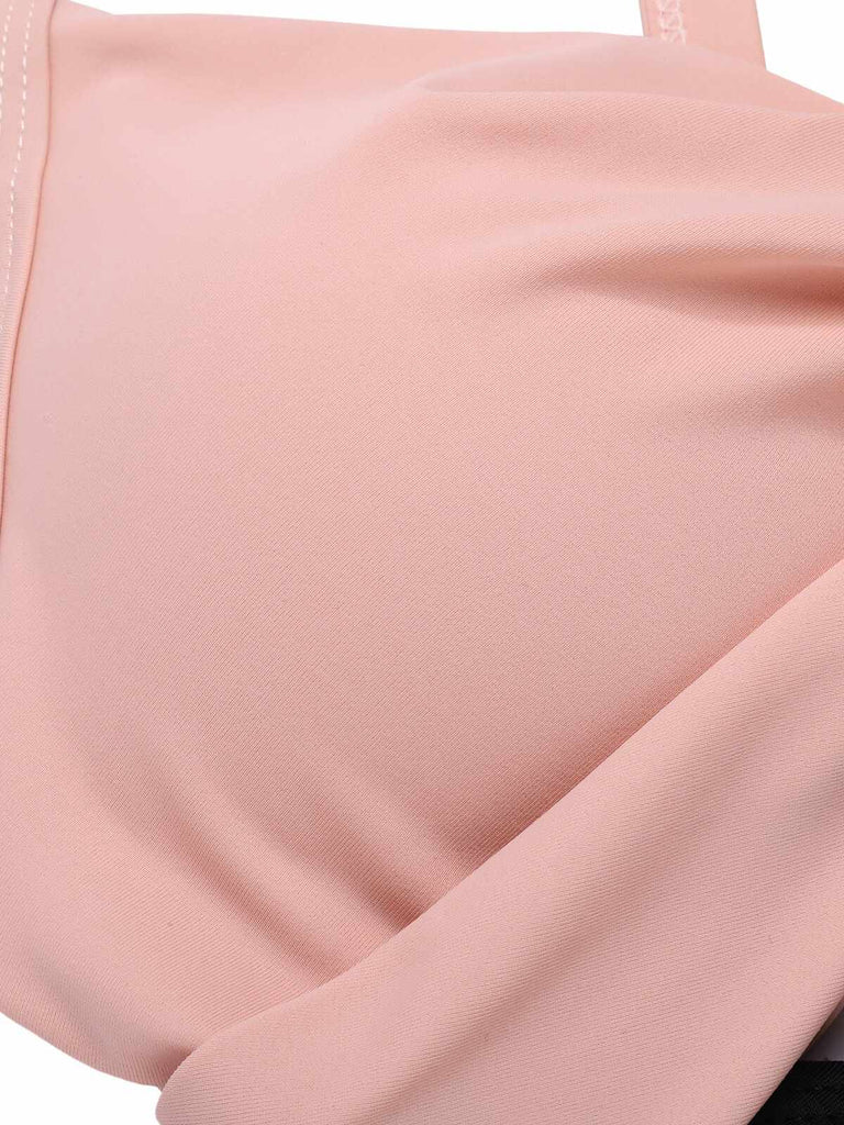 Grün & Schwarz 1940er Hohl Taillen Patchwork Badeanzug