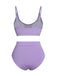 Lila 1950er Spaghetti Träger Solide Badeanzug