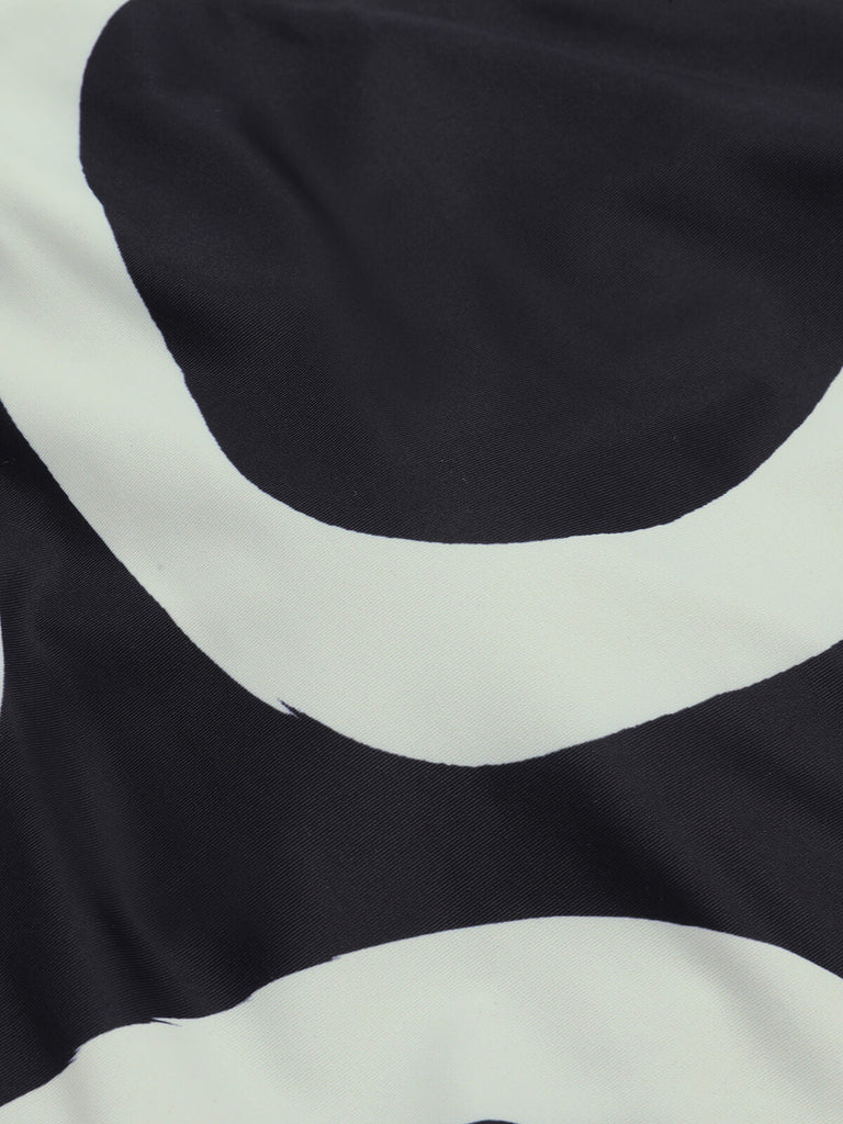 Schwarz 1950er Geometrisch Eine Schulter Badeanzug