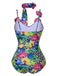 [Größentabelle] Multicolor 1950er Halter Artificial Blume Badeanzug
