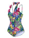 [Größentabelle] Multicolor 1950er Halter Artificial Blume Badeanzug