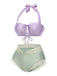 Lavendel 1970er Meerjungfrau Hülse Halter Bikini Set