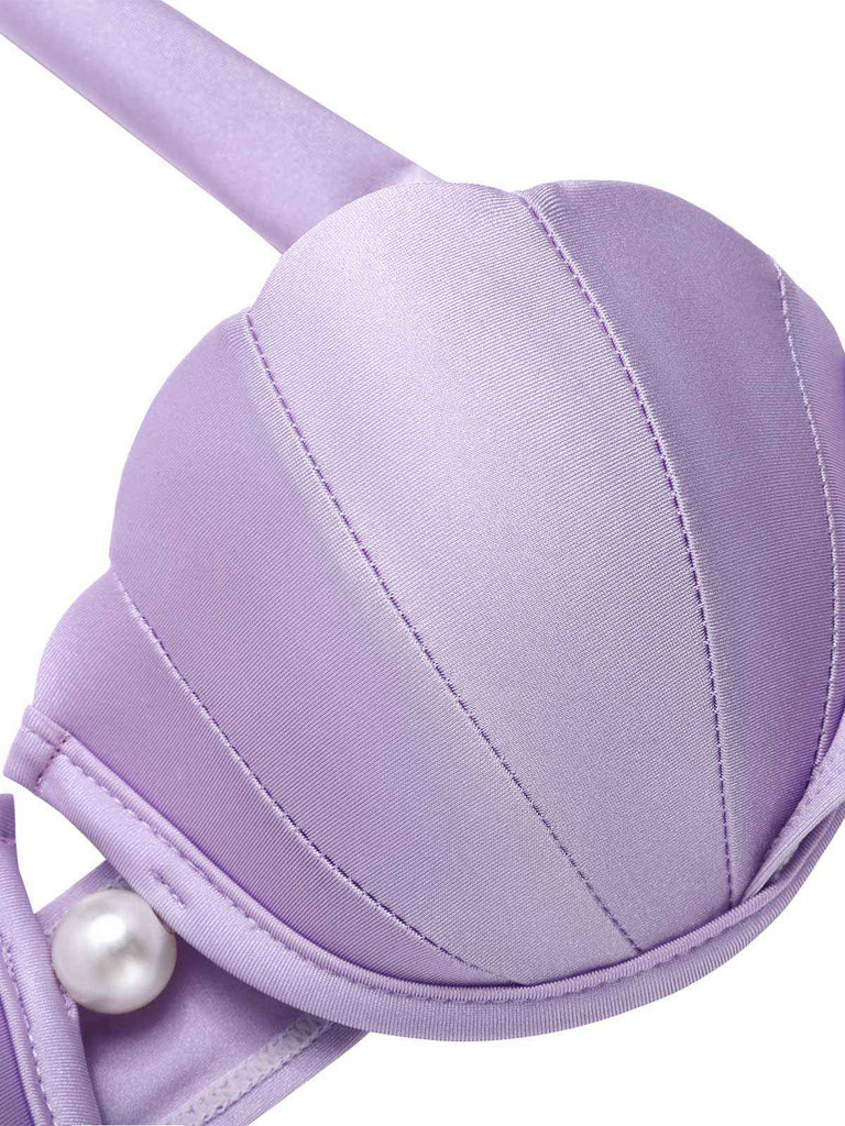 Lavendel 1970er Meerjungfrau Hülse Halter Bikini Set