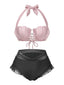 [Vorverkauf] Rosa 1970er Meerjungfrau Hülse Halter Bikini Set