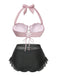 [Vorverkauf] Rosa 1970er Meerjungfrau Hülse Halter Bikini Set