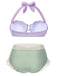 [Übergröße] Lavendel 1970er Meerjungfrau Hülse Halter Bikini Set