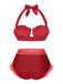 Blau 1970er Meerjungfrau Hülse Halter Bikini Set
