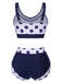 Marineblau 1950er Polka Dots Hohe-Taille Badeanzug
