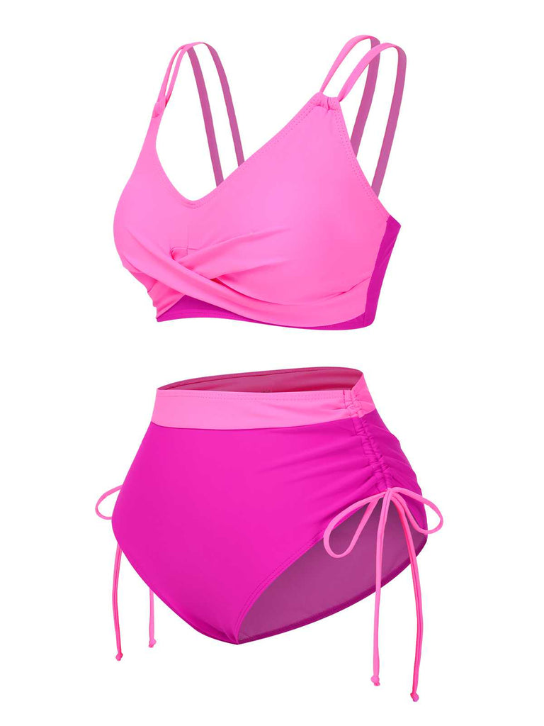 1940er Kreuzen Hohe Taille Seitliche Bindungen Bikini