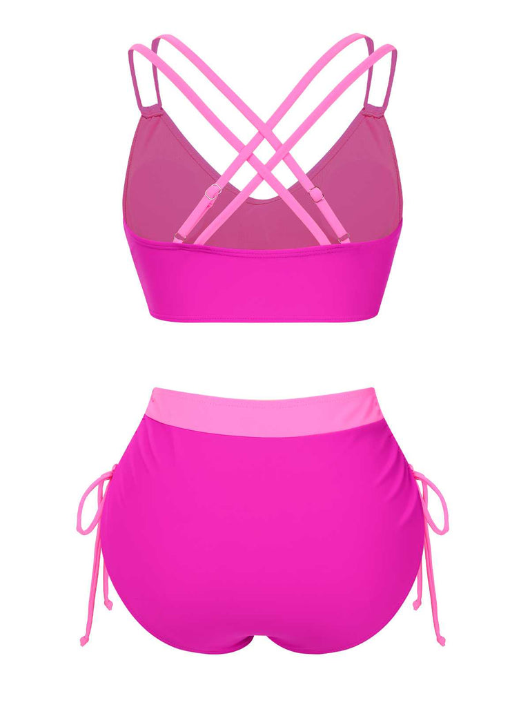 1940er Kreuzen Hohe Taille Seitliche Bindungen Bikini