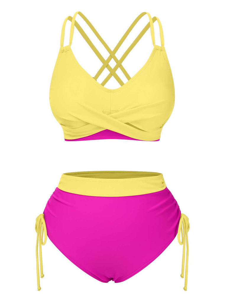 1940er Kreuzen Hohe Taille Seitliche Bindungen Bikini