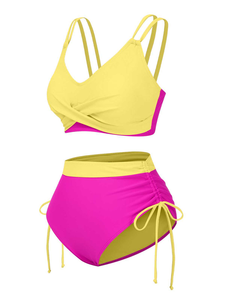 1940er Kreuzen Hohe Taille Seitliche Bindungen Bikini