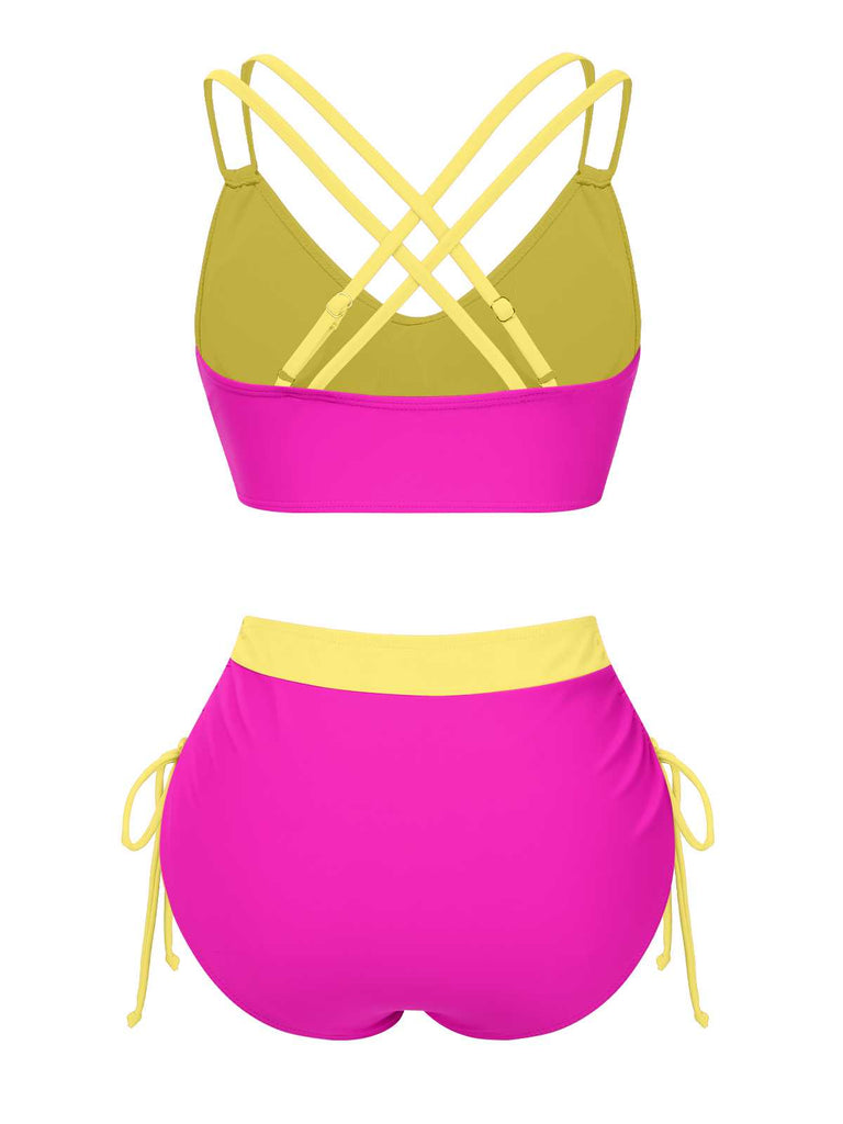 1940er Kreuzen Hohe Taille Seitliche Bindungen Bikini