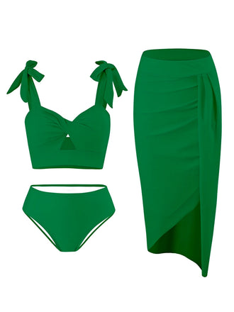 1940er Solide Schultergurt Hohl Badeanzug & Cove-Up