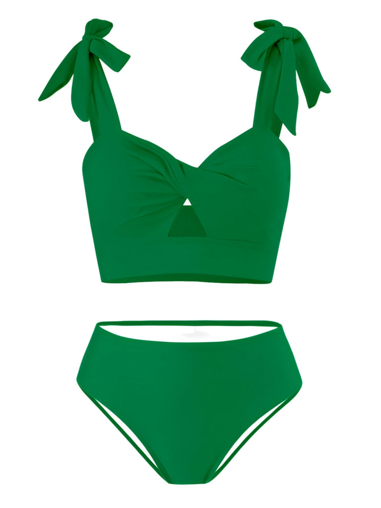 1940er Solide Schultergurt Hohl Badeanzug & Cove-Up