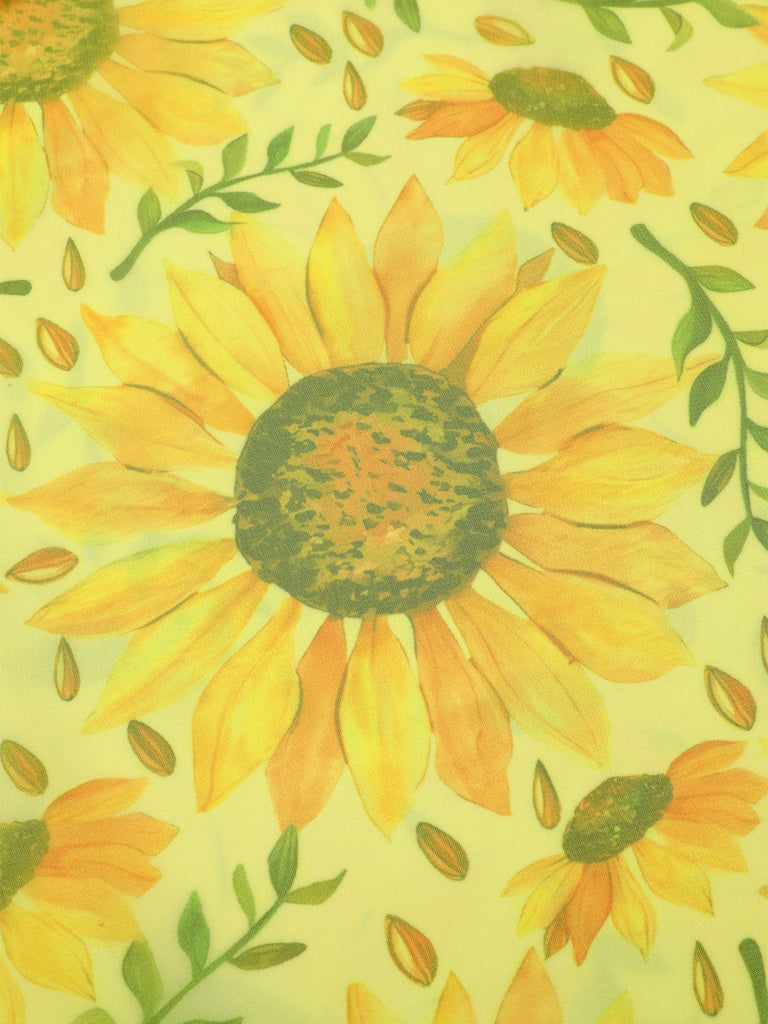 [Vorverkauf] Gelb 1950er Sonnenblume Boot Neck Tüll Nachthemd
