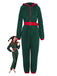 Grün 1970er Weihnachten Sherpa Hooded Jumpsuit Pyjama