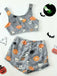 2PCS Grau 1970er Halloween Glühend Flanell Pyjama Sett