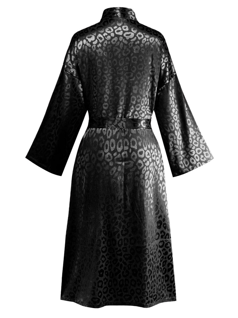 1950er Leopard Drucken Schnürung Robe