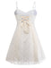 [Vorverkauf] Aprikose 1950er Blumen Besticktes Spitze Slip Nachthemd