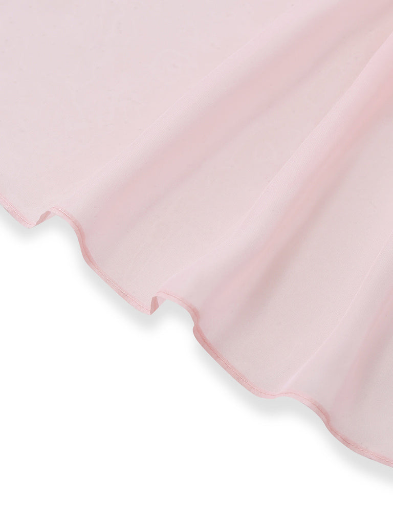 Rosa 1930er Netz Plissiertes Spitze Taille Nachtwäsche