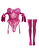 1980er Solide Schleife Bodysuit Pajama Mit Strümpfe
