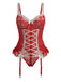 [Vorverkauf] Rot 1960er Spitze Bogen Korsett Unterwäsche mit Strumpf