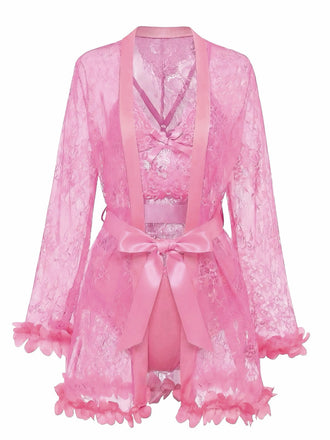 1970er Spitze Transparent Blüten Rüschen Besatz Dessous Set
